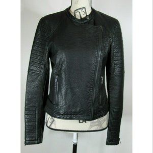 Cupcakes and Cashmere Motorcycle Jacket, Black, Faux leather, Womens Size Small
